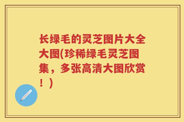 长绿毛的灵芝图片大全大图(珍稀绿毛灵芝图集，多张高清大图欣赏！)