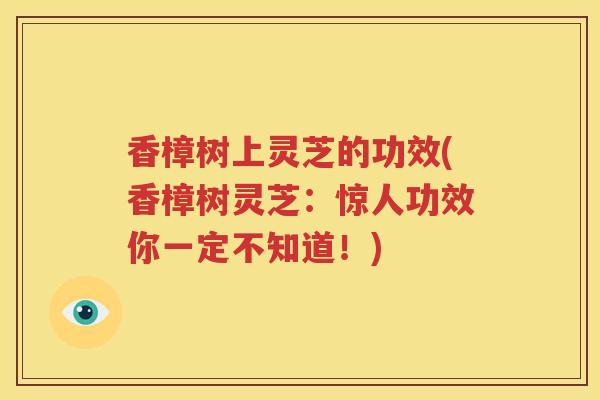 香樟树上灵芝的功效(香樟树灵芝：惊人功效你一定不知道！)