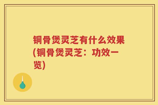 铜骨煲灵芝有什么效果(铜骨煲灵芝:功效一览) 铜骨煲灵芝有什么效果(铜骨煲灵芝:功效一览)