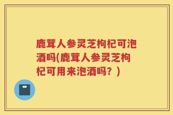 鹿茸人参灵芝枸杞可泡酒吗(鹿茸人参灵芝枸杞可用来泡酒吗?) 鹿茸人参灵芝枸杞可泡酒吗(鹿茸人参灵芝枸杞可用来泡酒吗?)