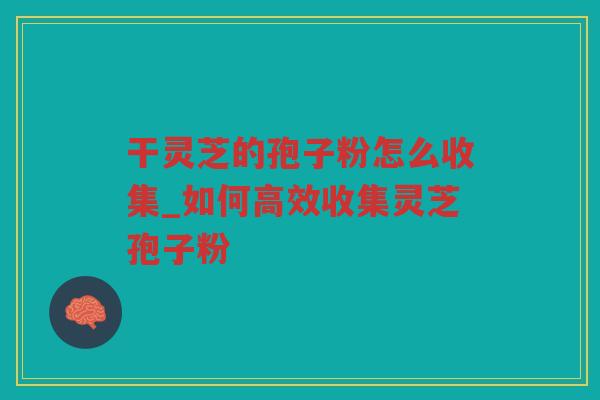干灵芝的孢子粉怎么收集_如何高效收集灵芝孢子粉