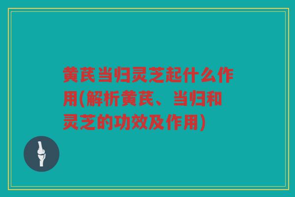 黄芪当归灵芝起什么作用(解析黄芪、当归和灵芝的功效及作用)