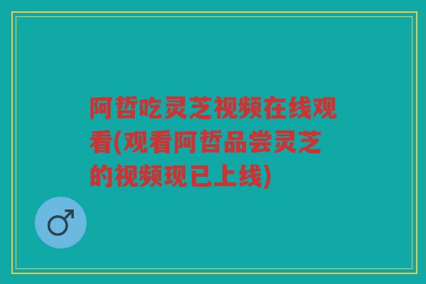阿哲吃灵芝视频在线观看(观看阿哲品尝灵芝的视频现已上线)