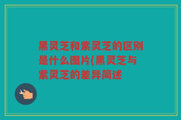 黑灵芝和紫灵芝的区别是什么图片(黑灵芝与紫灵芝的差异简述