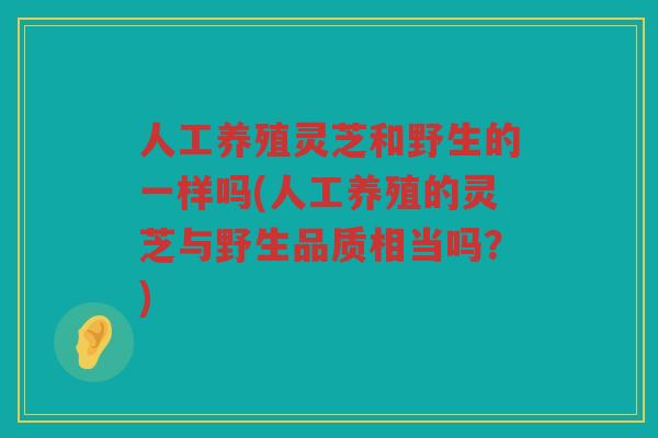 人工养殖灵芝和野生的一样吗(人工养殖的灵芝与野生品质相当吗？)