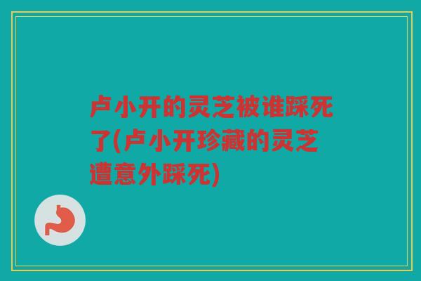 卢小开的灵芝被谁踩死了(卢小开珍藏的灵芝遭意外踩死) 卢小开的灵芝被谁踩死了(卢小开珍藏的灵芝遭意外踩死)