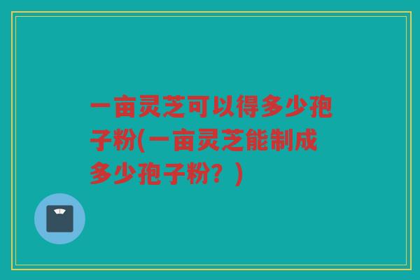 一亩灵芝可以得多少孢子粉(一亩灵芝能制成多少孢子粉？)