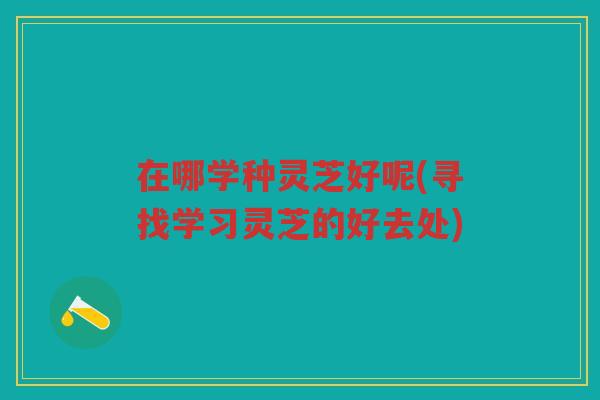 在哪学种灵芝好呢(寻找学习灵芝的好去处)