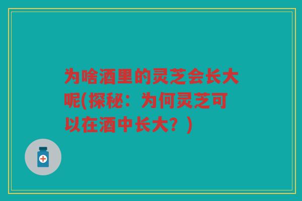 为啥酒里的灵芝会长大呢(探秘：为何灵芝可以在酒中长大？)