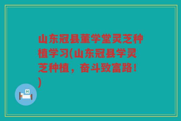 山东冠县董学堂灵芝种植学习(山东冠县学灵芝种植，奋斗致富路！)