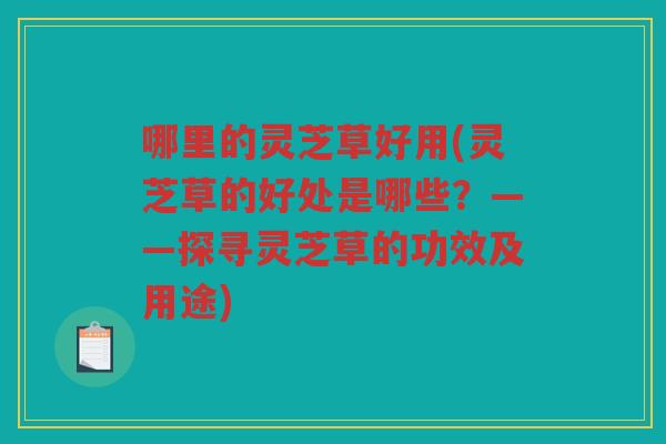 哪里的灵芝草好用(灵芝草的好处是哪些？——探寻灵芝草的功效及用途)