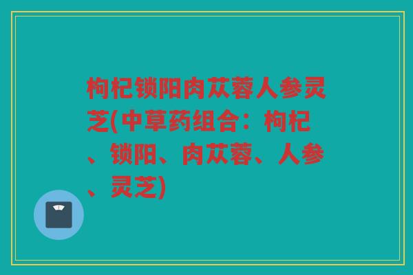 枸杞锁阳肉苁蓉人参灵芝(中草药组合：枸杞、锁阳、肉苁蓉、人参、灵芝)