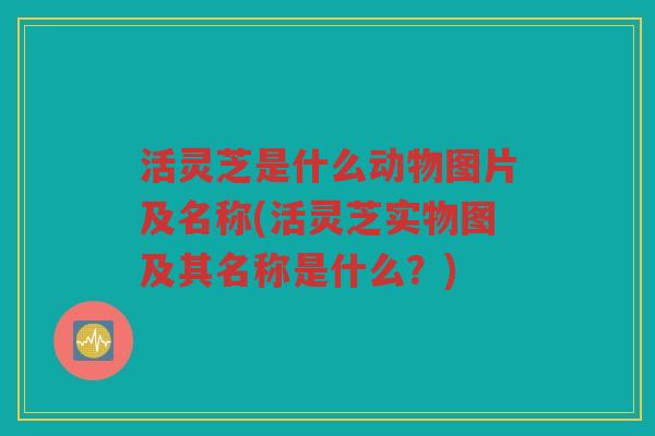 活灵芝是什么动物图片及名称(活灵芝实物图及其名称是什么？)