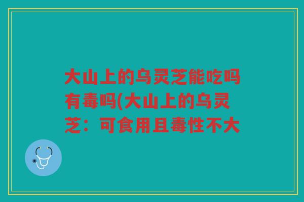 大山上的乌灵芝能吃吗有毒吗(大山上的乌灵芝：可食用且毒性不大