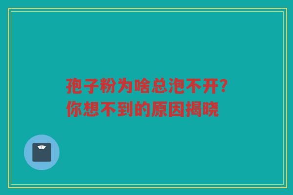 孢子粉为啥总泡不开？你想不到的原因揭晓