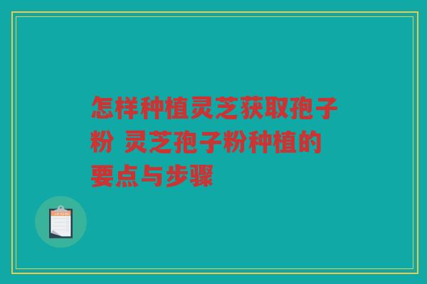 怎样种植灵芝获取孢子粉 灵芝孢子粉种植的要点与步骤