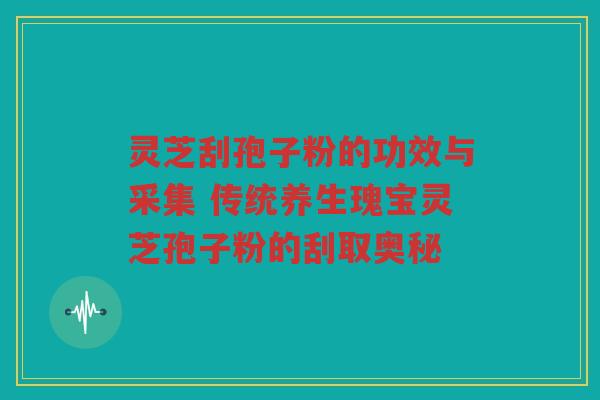 灵芝刮孢子粉的功效与采集 传统养生瑰宝灵芝孢子粉的刮取奥秘